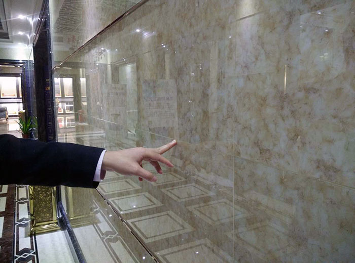 永利yl23455微晶石铺贴墙面留缝