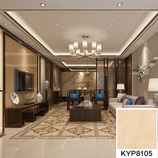02 永利yl23455大理石瓷砖：世纪米黄 KYP8105地面铺贴效果图